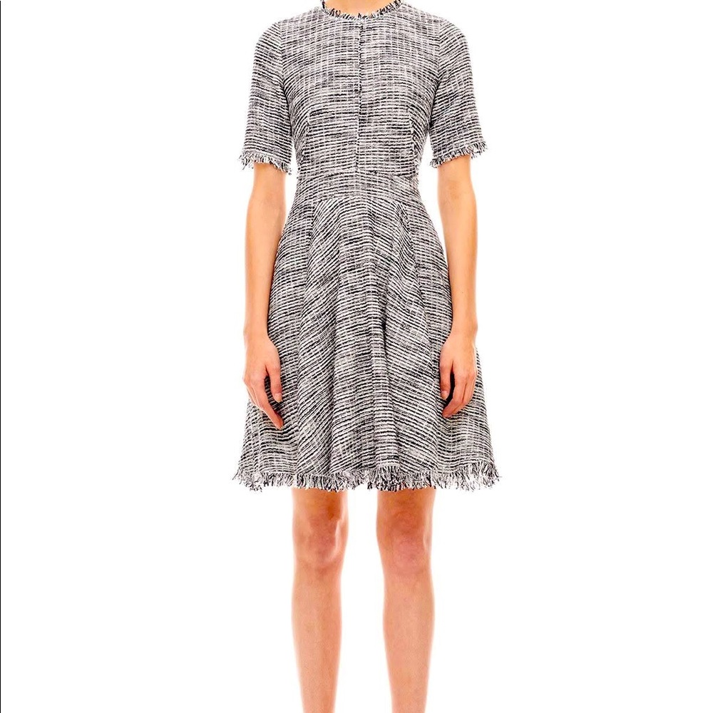 REBECCA TAYLOR Tweed Boucle Fringe Feminine Dress